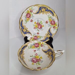 Vintage Royal Stafford Gloria Teacup & Saucer Floral Bone China Made In England